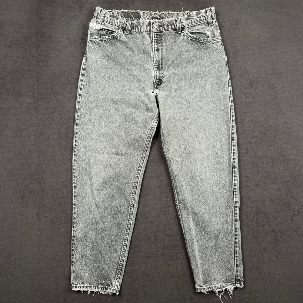 Vintage Levis 550 Jeans Mens 38x32 Gray 90s Orange Tab USA Thrashed Fits 35x30